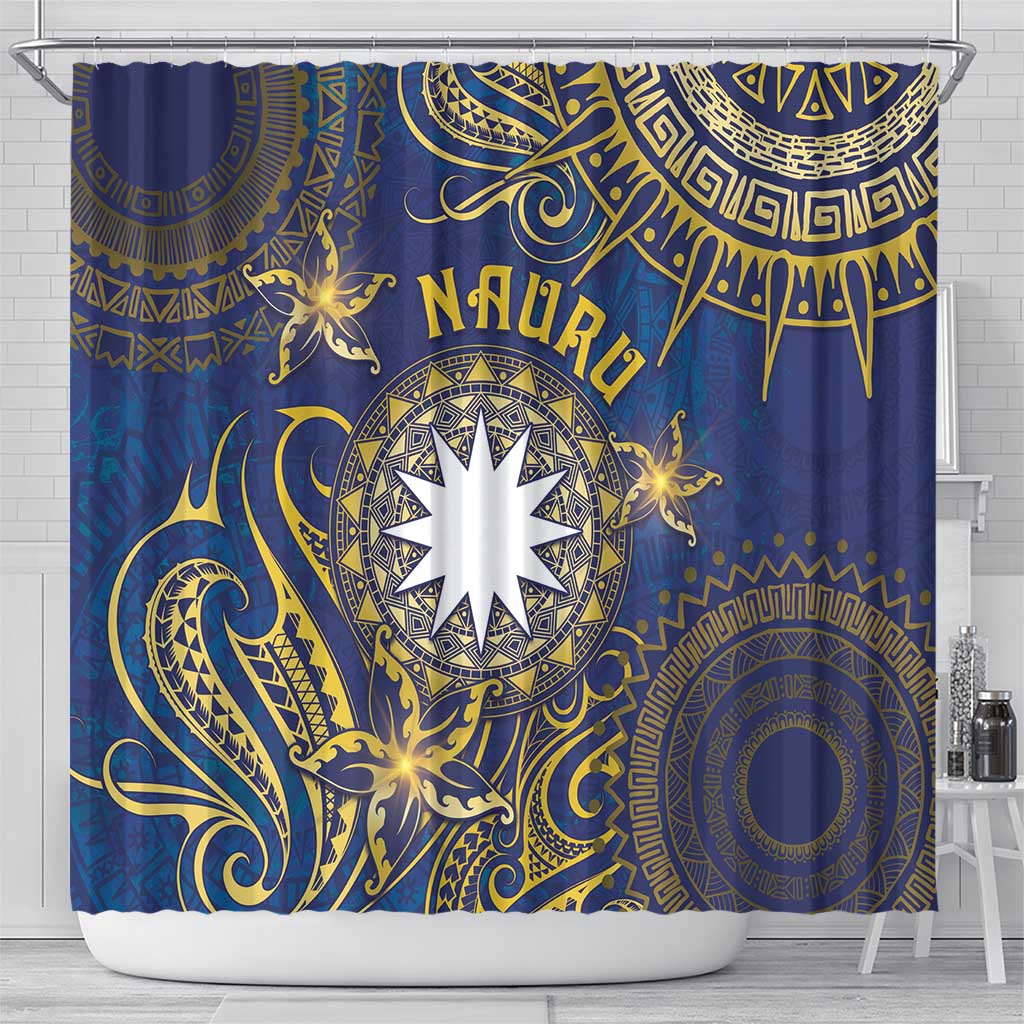 Nauru Shower Curtain Hibiscus Polynesian Tribal Pattern