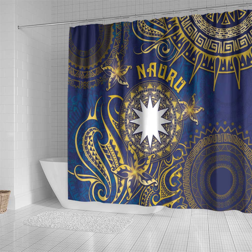 Nauru Shower Curtain Hibiscus Polynesian Tribal Pattern