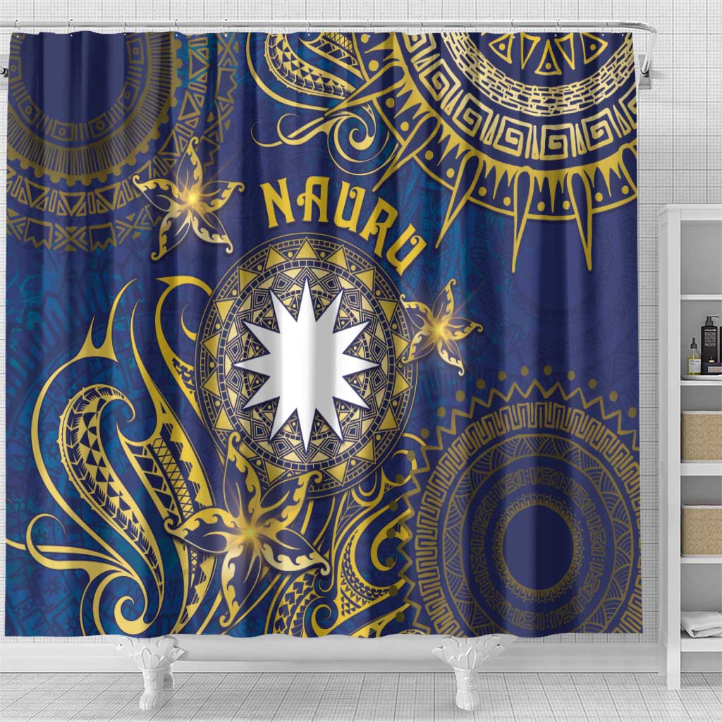Nauru Shower Curtain Hibiscus Polynesian Tribal Pattern