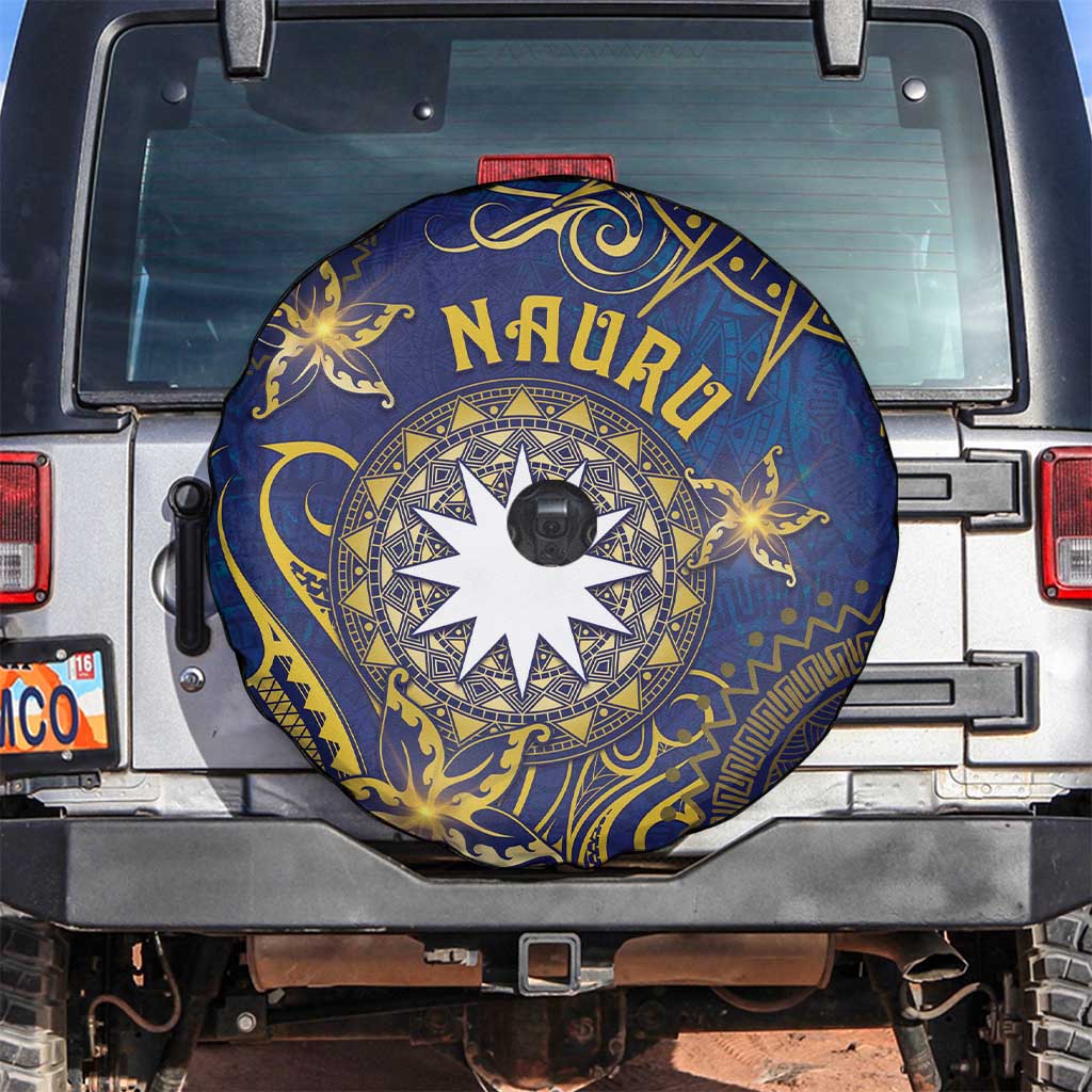 Nauru Spare Tire Cover Hibiscus Polynesian Tribal Pattern DT05 Navy - Polynesian Pride