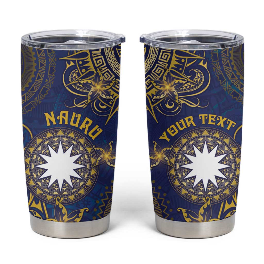 Personalised Nauru Tumbler Cup Hibiscus Polynesian Tribal Pattern