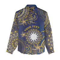 Personalised Nauru Women Casual Shirt Hibiscus Polynesian Tribal Pattern