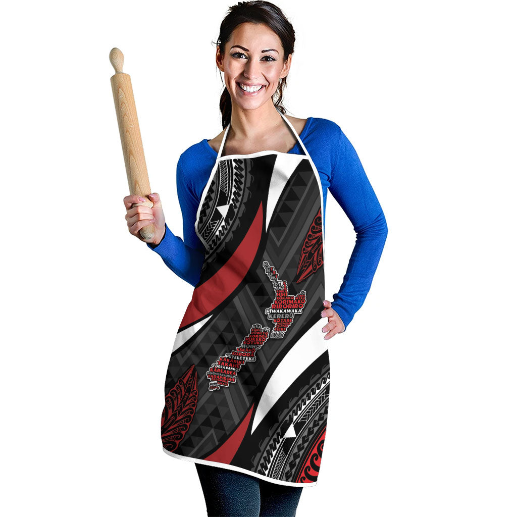 Aotearoa New Zealand Native Birds Map Apron Silver Fern Tribal Pattern DT05 - Polynesian Pride