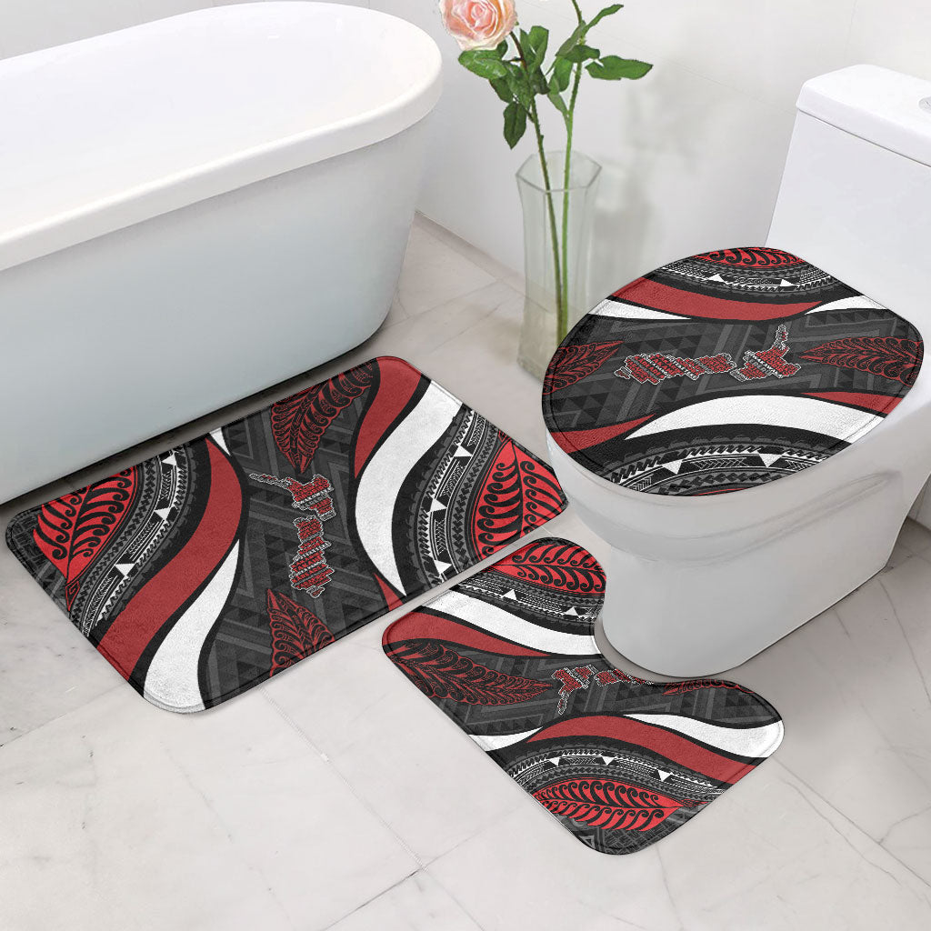 Aotearoa New Zealand Native Birds Map Bathroom Set Silver Fern Tribal Pattern DT05 - Polynesian Pride