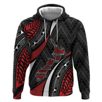 Aotearoa New Zealand Native Birds Map Hoodie Silver Fern Tribal Pattern