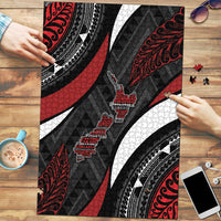 Aotearoa New Zealand Native Birds Map Puzzle Silver Fern Tribal Pattern