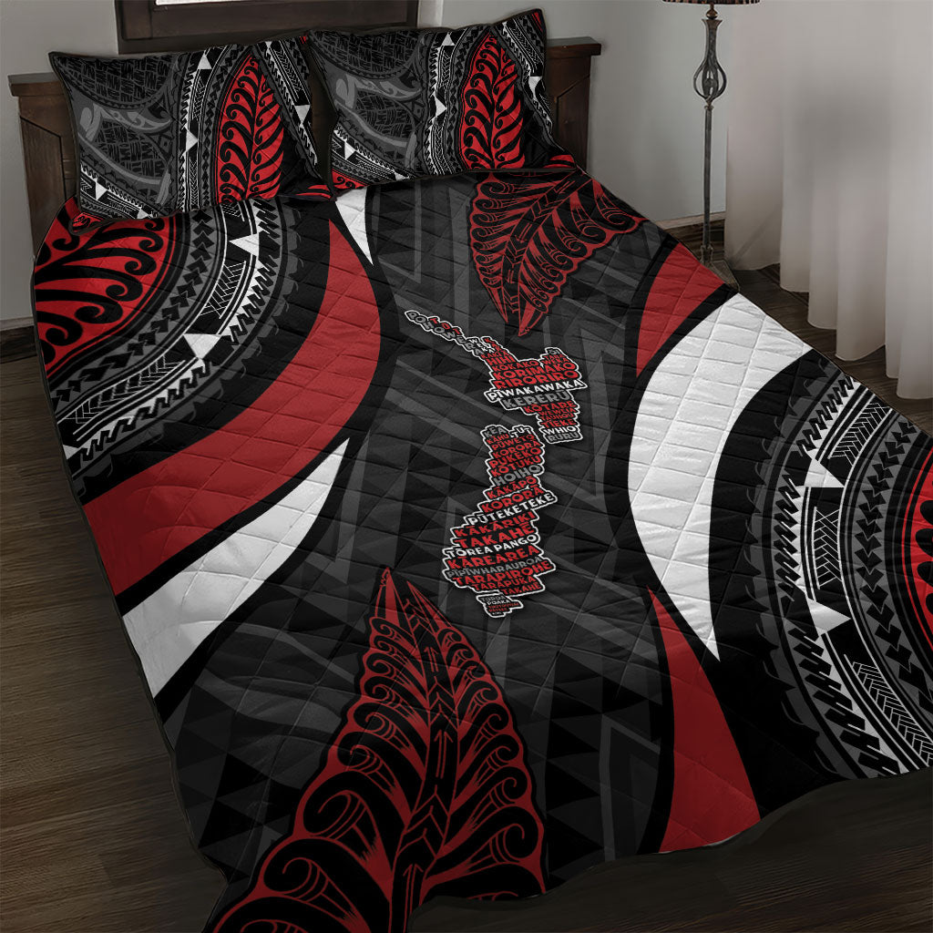 Aotearoa New Zealand Native Birds Map Quilt Bed Set Silver Fern Tribal Pattern