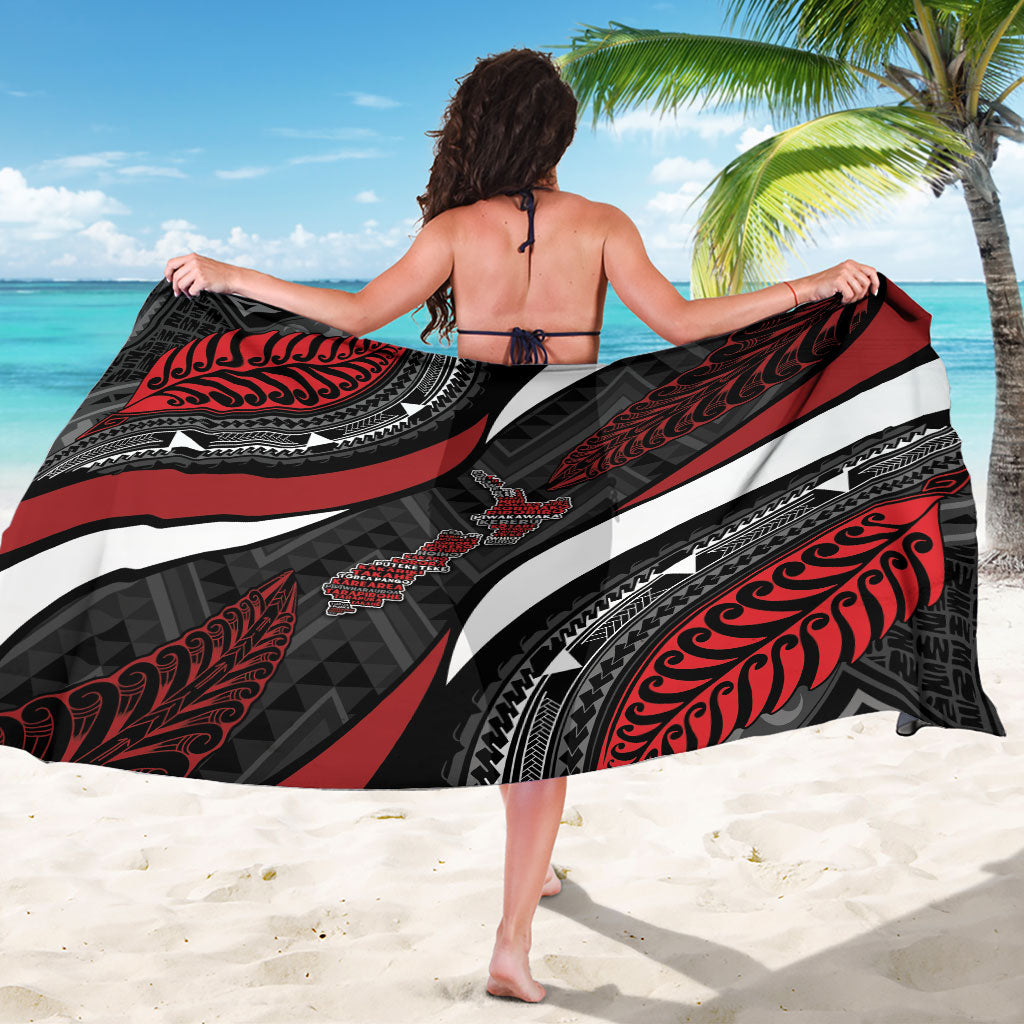 Aotearoa New Zealand Native Birds Map Sarong Silver Fern Tribal Pattern DT05 - Polynesian Pride