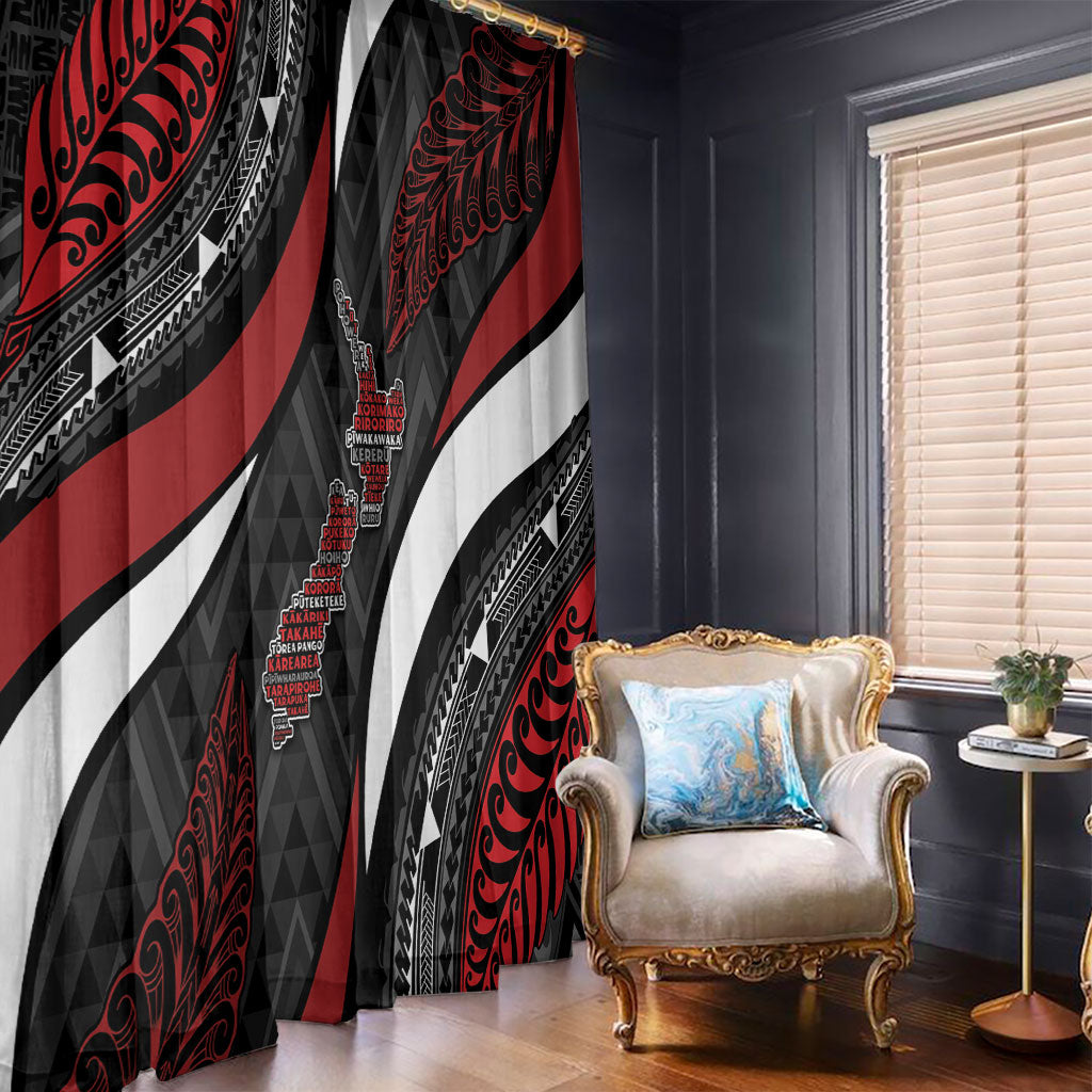 Aotearoa New Zealand Native Birds Map Window Curtain Silver Fern Tribal Pattern DT05 - Polynesian Pride