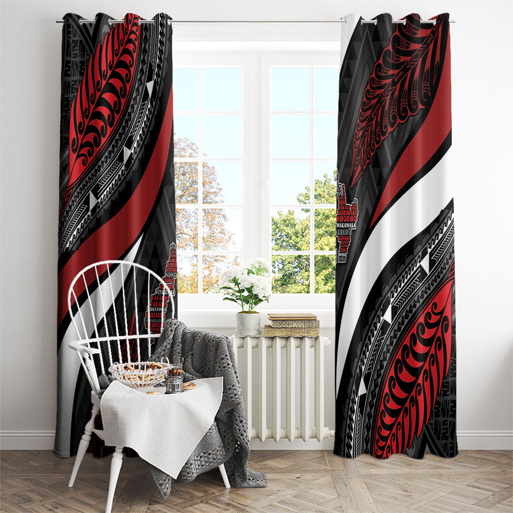 Aotearoa New Zealand Native Birds Map Window Curtain Silver Fern Tribal Pattern DT05 - Polynesian Pride