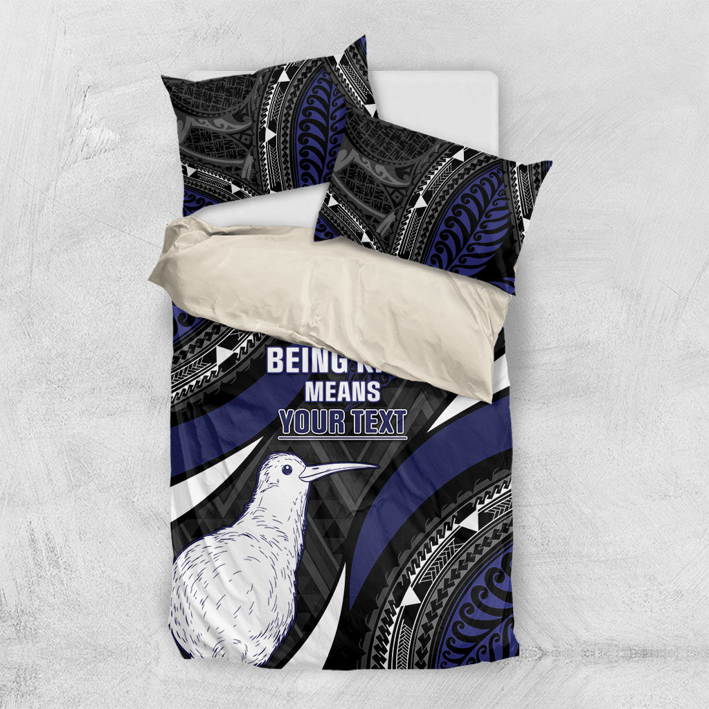 Personalised New Zealand Kiwi Bedding Set Silver Fern Tribal Pattern