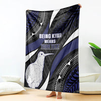 Personalised New Zealand Kiwi Blanket Silver Fern Tribal Pattern