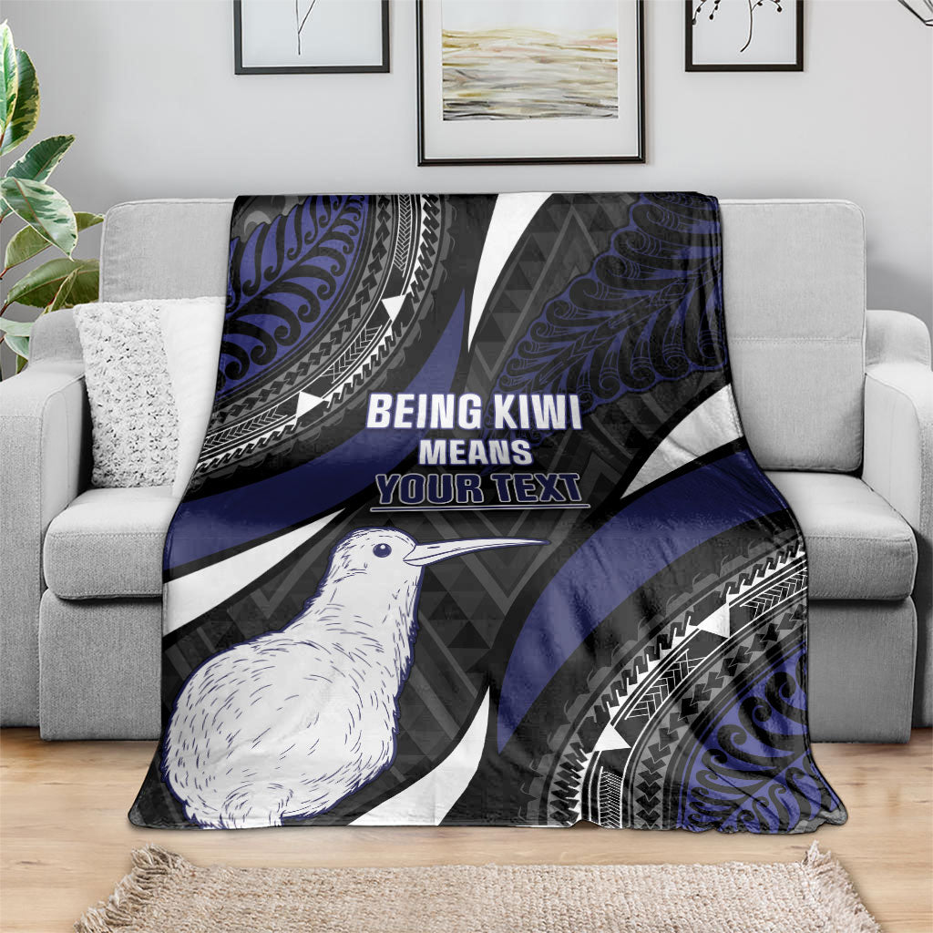 Personalised New Zealand Kiwi Blanket Silver Fern Tribal Pattern