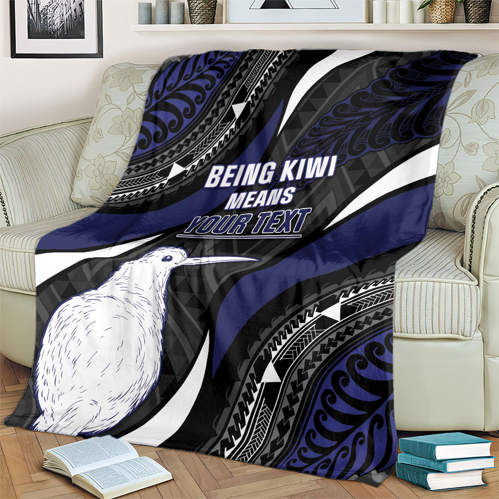 Personalised New Zealand Kiwi Blanket Silver Fern Tribal Pattern