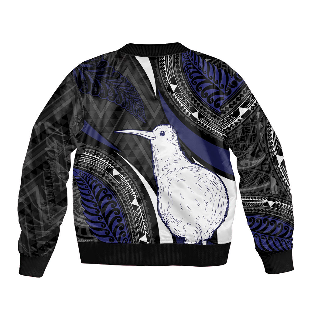 Personalised New Zealand Kiwi Bomber Jacket Silver Fern Tribal Pattern DT05 - Polynesian Pride