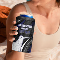 Personalised New Zealand Kiwi 4 in 1 Can Cooler Tumbler Silver Fern Tribal Pattern DT05 - Polynesian Pride
