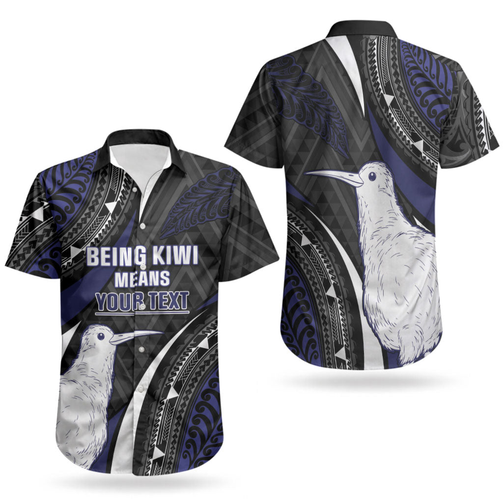 Personalised New Zealand Kiwi Couples Matching Puletasi and Hawaiian Shirt Silver Fern Tribal Pattern DT05 - Polynesian Pride