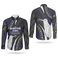 Personalised New Zealand Kiwi Couples Matching Tank Maxi Dress and Long Sleeve Button Shirt Silver Fern Tribal Pattern DT05 - Polynesian Pride