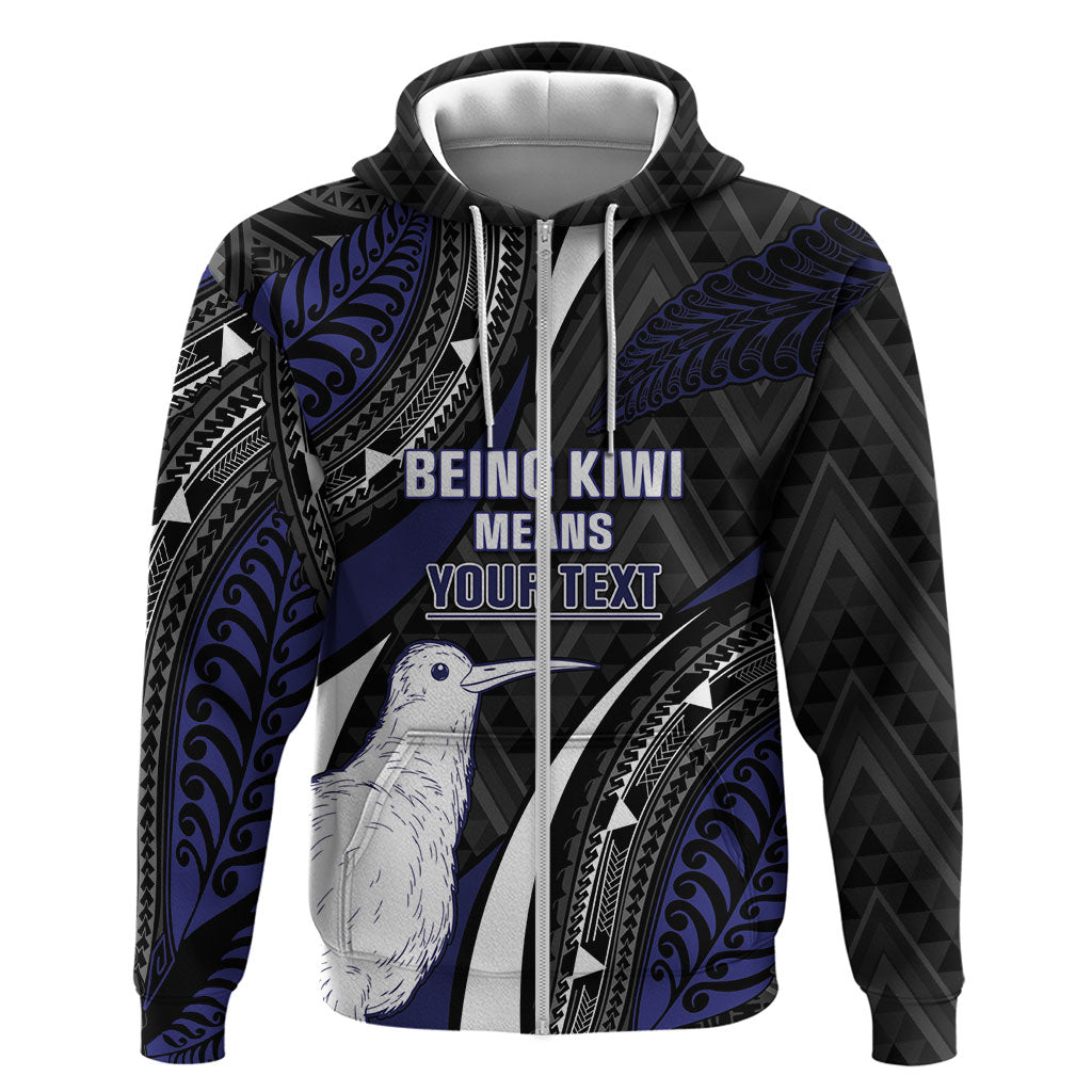 Personalised New Zealand Kiwi Hoodie Silver Fern Tribal Pattern