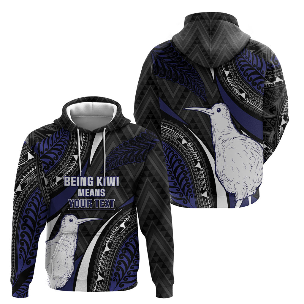 Personalised New Zealand Kiwi Hoodie Silver Fern Tribal Pattern