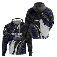 Personalised New Zealand Kiwi Hoodie Silver Fern Tribal Pattern
