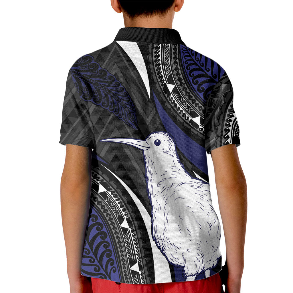Personalised New Zealand Kiwi Kid Polo Shirt Silver Fern Tribal Pattern