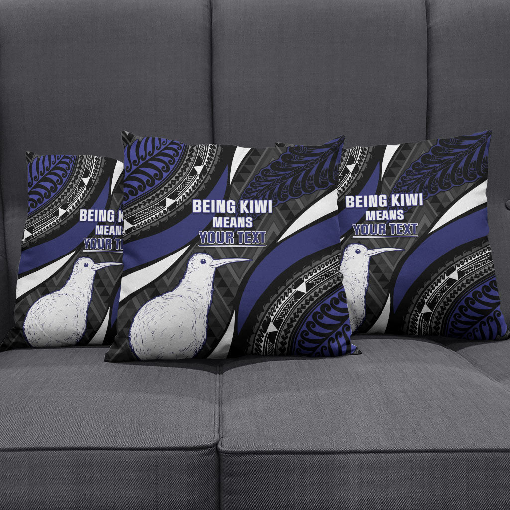 Personalised New Zealand Kiwi Pillow Cover Silver Fern Tribal Pattern