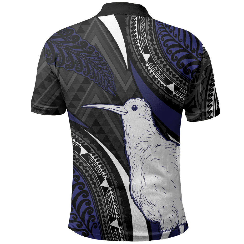 Personalised New Zealand Kiwi Polo Shirt Silver Fern Tribal Pattern