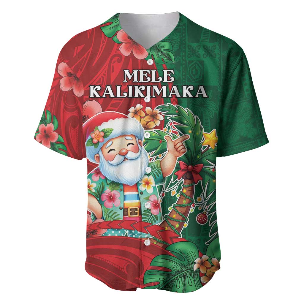 Hawaii Christmas Baseball Jersey Mele Kalikimaka Funny Hawaiian Santa - Polynesian Pride