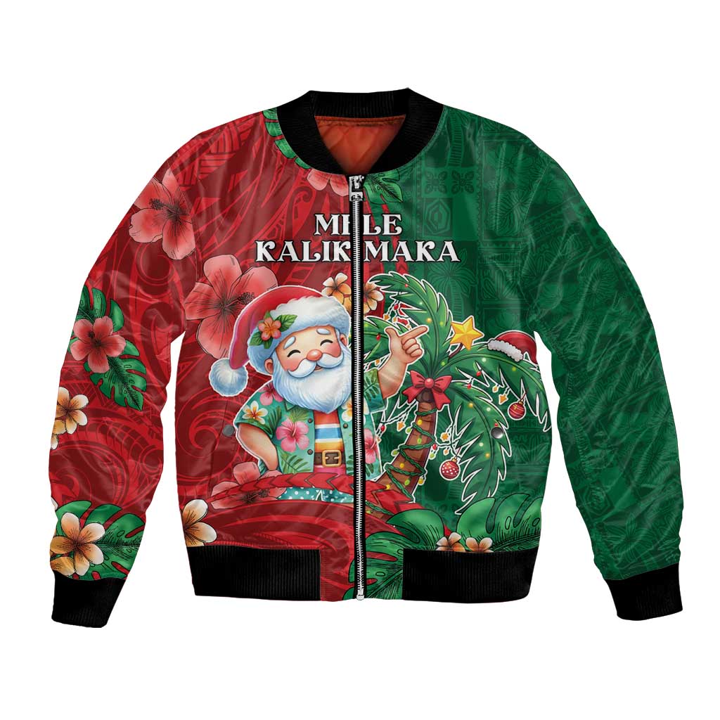 Hawaii Christmas Bomber Jacket Mele Kalikimaka Funny Hawaiian Santa - Polynesian Pride