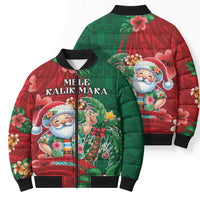 Hawaii Christmas Bomber Puffer Jacket Mele Kalikimaka Funny Hawaiian Santa - Polynesian Pride