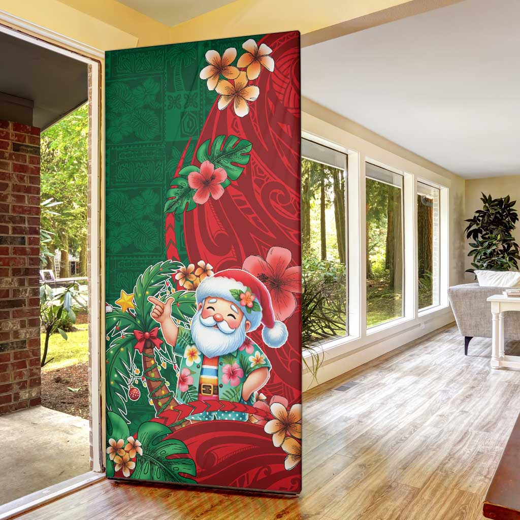 Hawaii Christmas Door Cover Mele Kalikimaka Funny Hawaiian Santa - Polynesian Pride