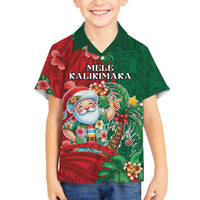 Hawaii Christmas Family Matching Off Shoulder Short Dress and Hawaiian Shirt Mele Kalikimaka Funny Hawaiian Santa - Polynesian Pride