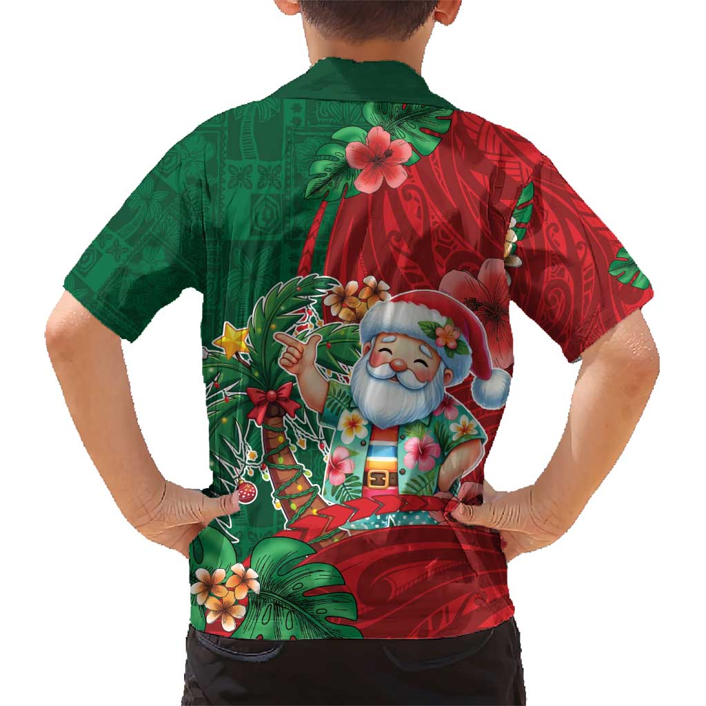 Hawaii Christmas Family Matching Short Sleeve Bodycon Dress and Hawaiian Shirt Mele Kalikimaka Funny Hawaiian Santa - Polynesian Pride