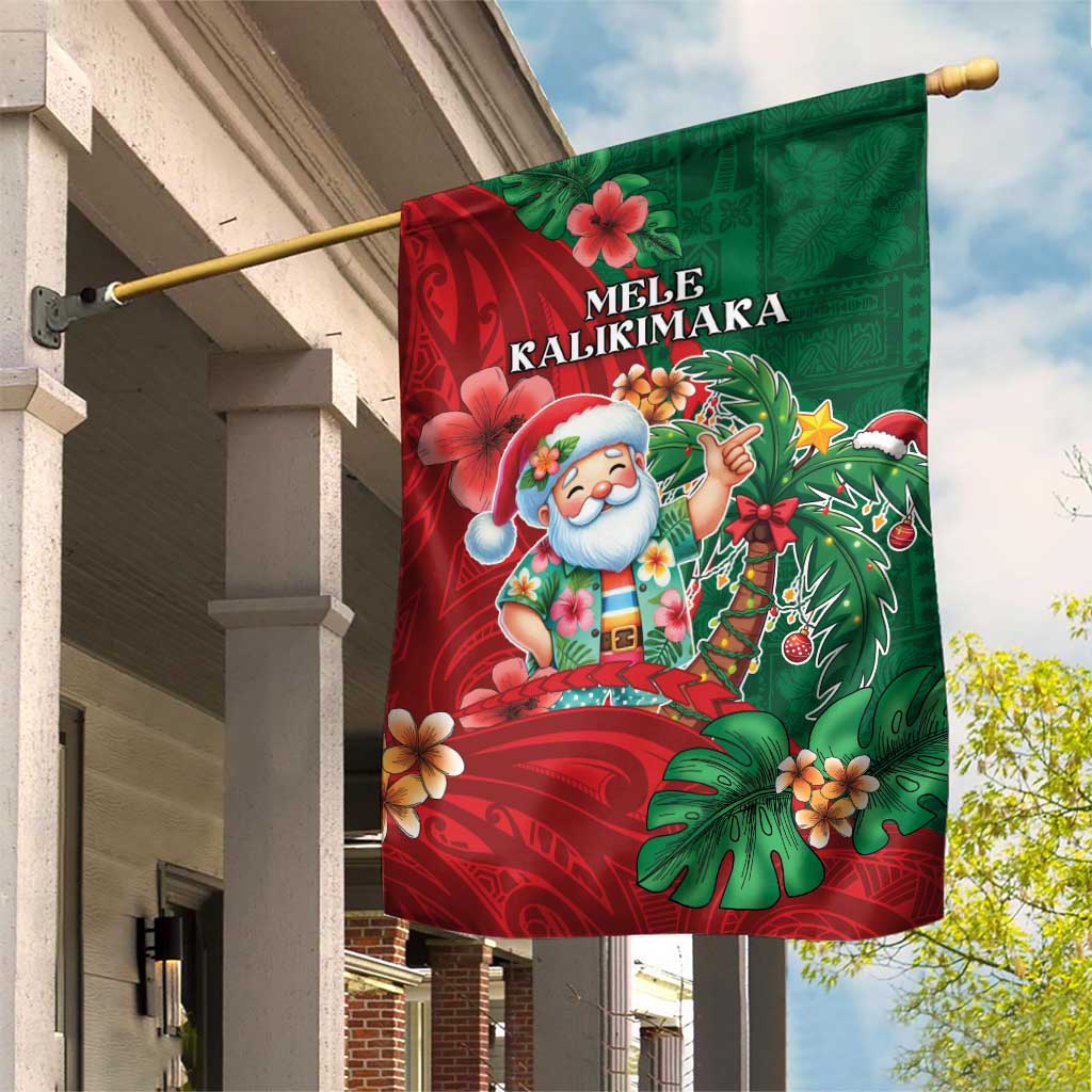 Hawaii Christmas Garden Flag Mele Kalikimaka Funny Hawaiian Santa - Polynesian Pride