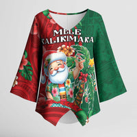 Hawaii Christmas Kimono Sleeve Blouse Mele Kalikimaka Funny Hawaiian Santa - Polynesian Pride