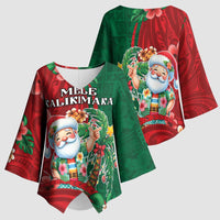 Hawaii Christmas Kimono Sleeve Blouse Mele Kalikimaka Funny Hawaiian Santa - Polynesian Pride