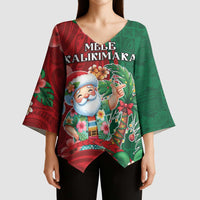 Hawaii Christmas Kimono Sleeve Blouse Mele Kalikimaka Funny Hawaiian Santa - Polynesian Pride