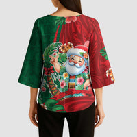 Hawaii Christmas Kimono Sleeve Blouse Mele Kalikimaka Funny Hawaiian Santa - Polynesian Pride