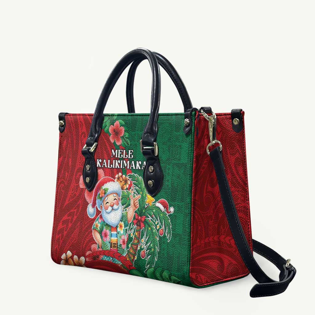 Hawaii Christmas Leather Bag Mele Kalikimaka Funny Hawaiian Santa - Polynesian Pride