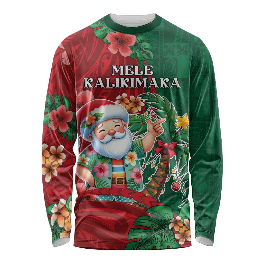 Hawaii Christmas Long Sleeve Shirt Mele Kalikimaka Funny Hawaiian Santa - Polynesian Pride