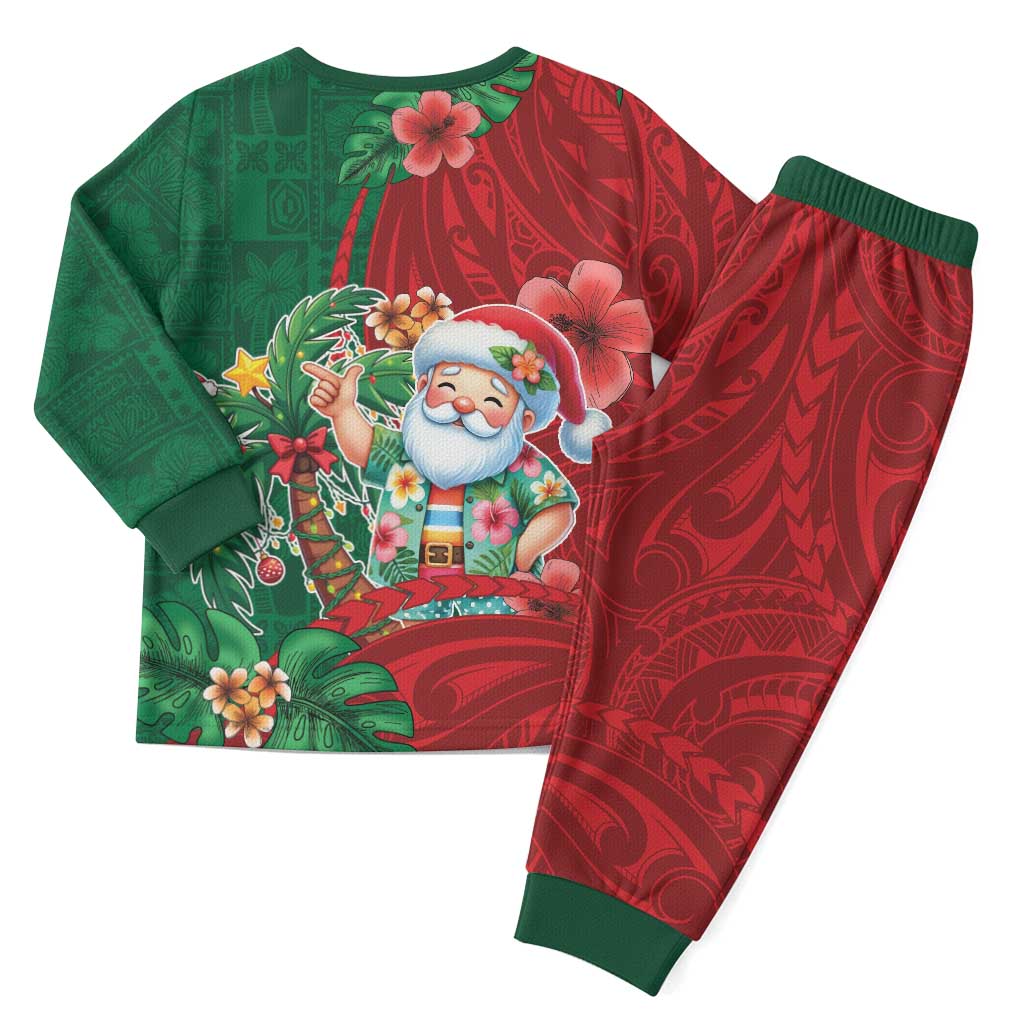Hawaii Christmas Pajama Set Mele Kalikimaka Funny Hawaiian Santa - Polynesian Pride