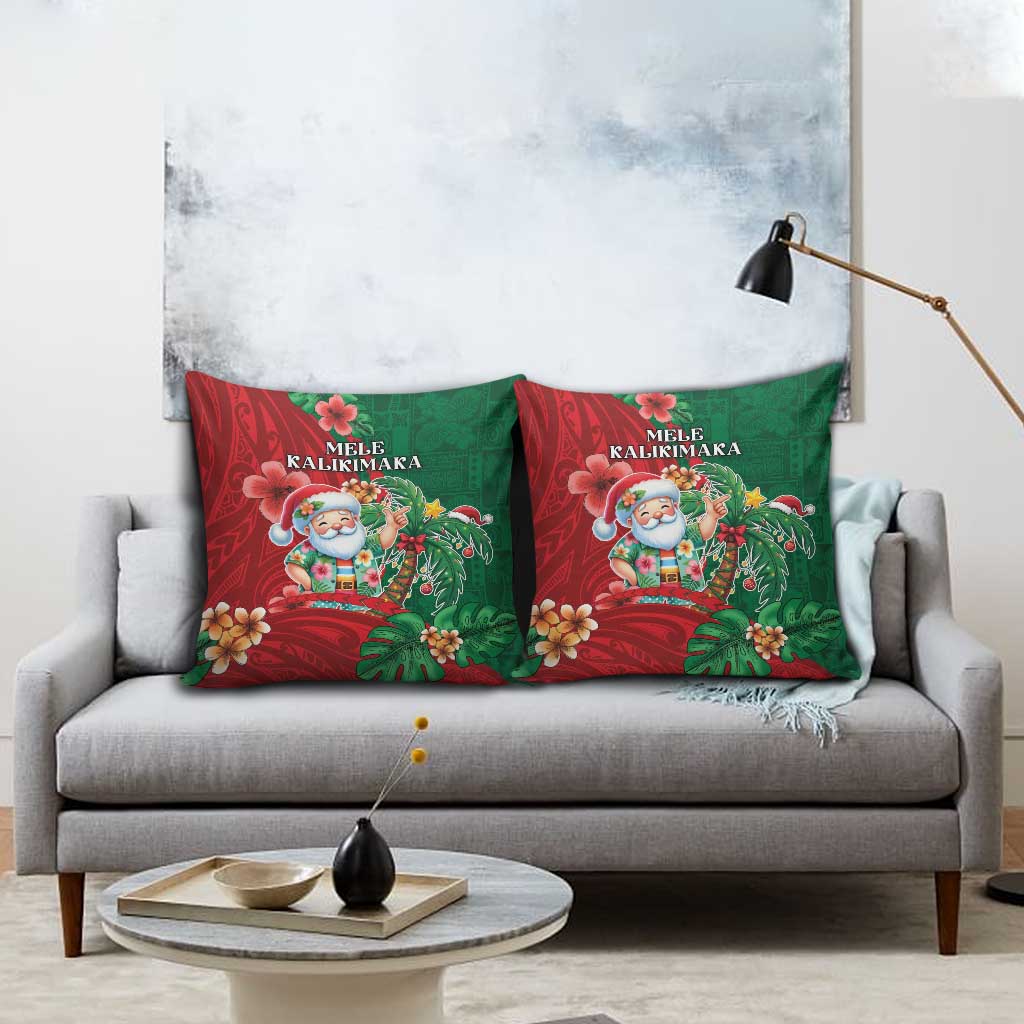 Hawaii Christmas Pillow Cover Mele Kalikimaka Funny Hawaiian Santa - Polynesian Pride