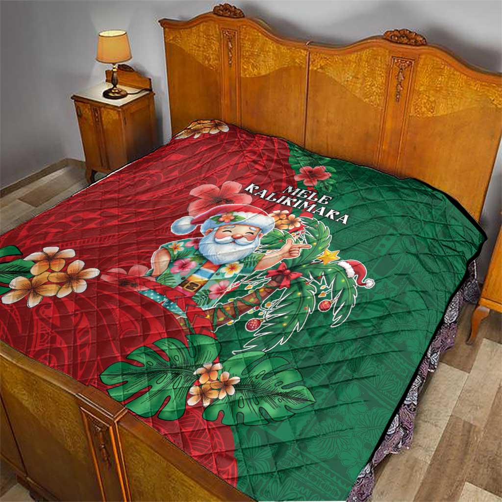 Hawaii Christmas Quilt Mele Kalikimaka Funny Hawaiian Santa - Polynesian Pride