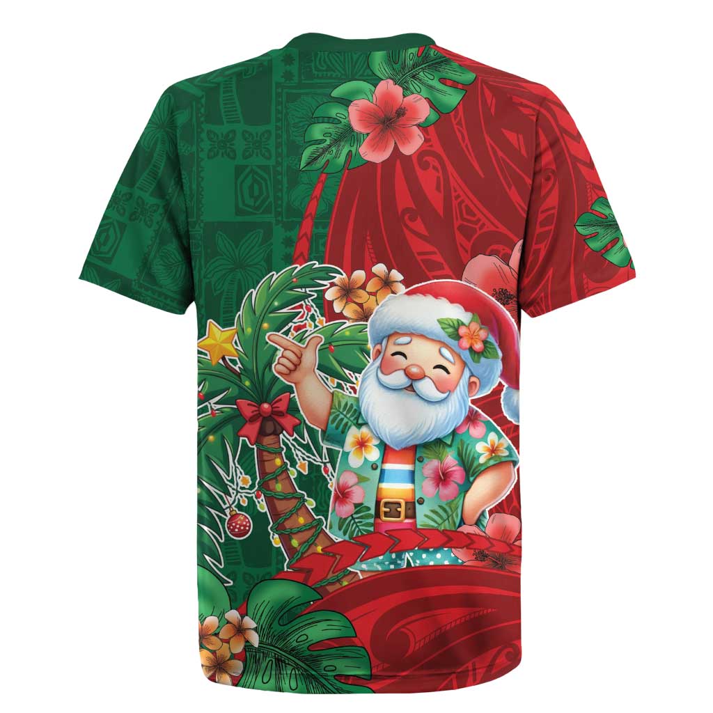 Hawaii Christmas Rugby Jersey Mele Kalikimaka Funny Hawaiian Santa - Polynesian Pride