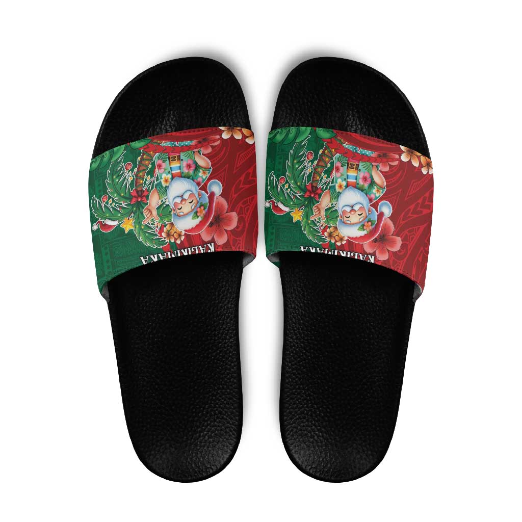 Hawaii Christmas Slide Sandals Mele Kalikimaka Funny Hawaiian Santa - Polynesian Pride
