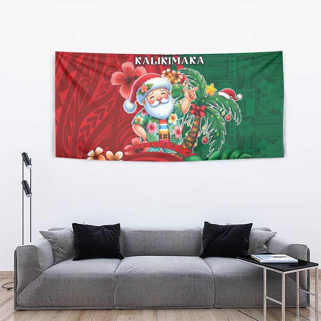 Hawaii Christmas Tapestry Mele Kalikimaka Funny Hawaiian Santa - Polynesian Pride