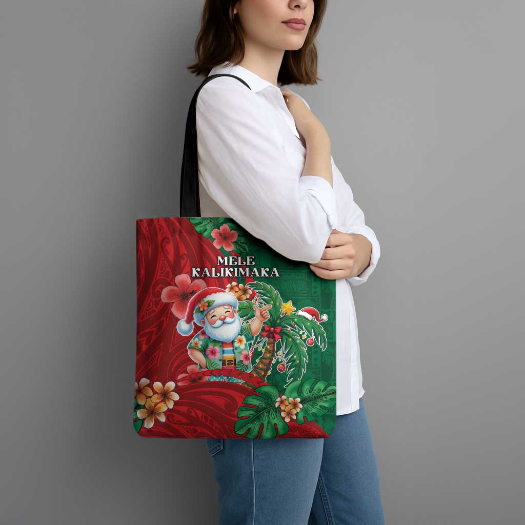 Hawaii Christmas Tote Bag Mele Kalikimaka Funny Hawaiian Santa - Polynesian Pride