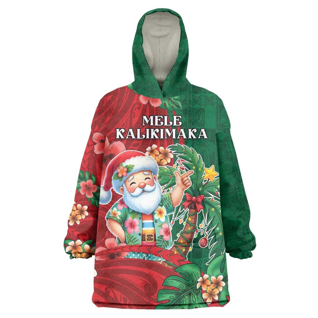 Hawaii Christmas Wearable Blanket Hoodie Mele Kalikimaka Funny Hawaiian Santa - Polynesian Pride