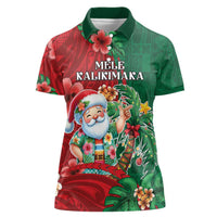 Hawaii Christmas Women Polo Shirt Mele Kalikimaka Funny Hawaiian Santa - Polynesian Pride